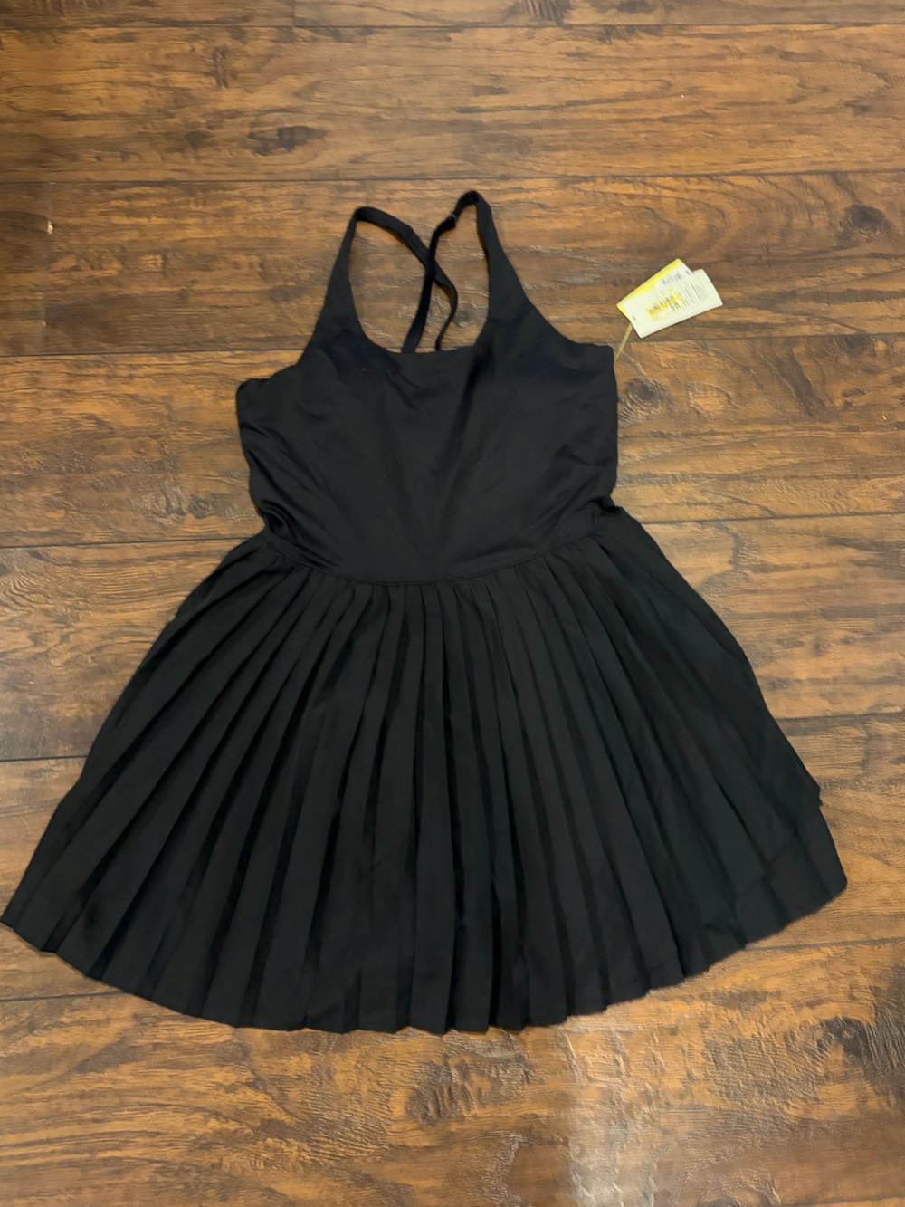 all in motion Black Pleated Racerback Dress NWT